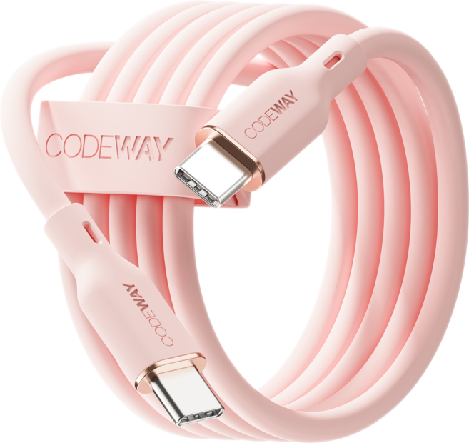 코드웨이 팔레트 100W PD C to C타입 초고속 충전 케이블, 2m, 멜로우 핑크, 1개