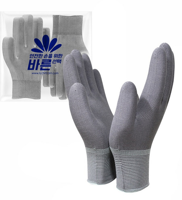 장갑이네 바른 PU 얇은 폴리 속장갑 10켤레, 회색S 10켤레, 1개