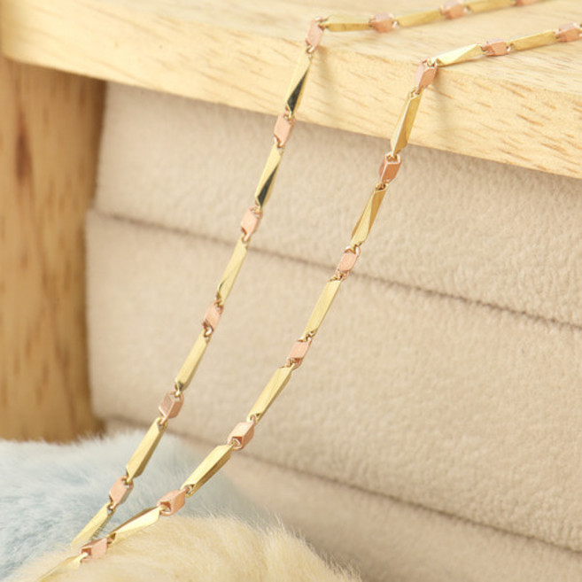 14k 콤비 가가린 체인 목걸이 47cm 50cm 남여목걸이