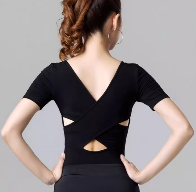 쌍천 라틴 댄스복 스판 시스루 댄스복상의 라틴댄스 A25092001