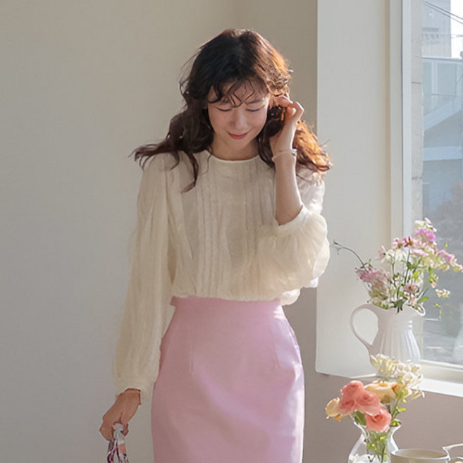 리린 하늘하늘구김걱정 ZEROLABEL 케린 로맨틱무드 여리핏 프릴 블라우스 2848103