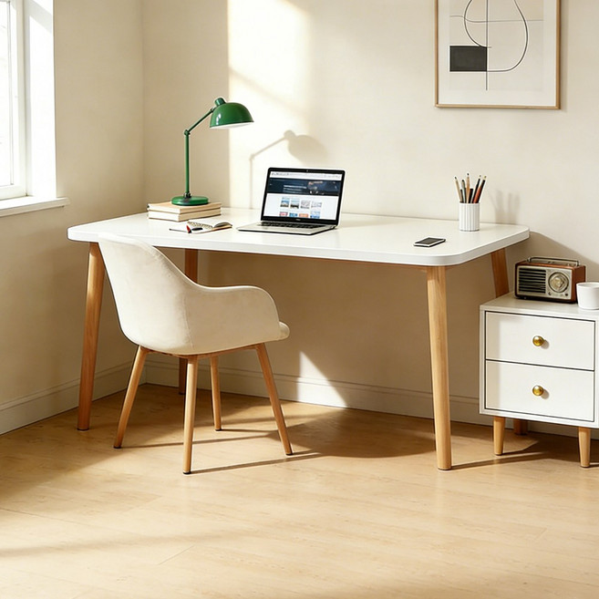 하루꿈 식탁 미니멀 디자인 다용도 책상 테이블 주방 원룸 심풀 화이트 다이닝 식탁, 120cm