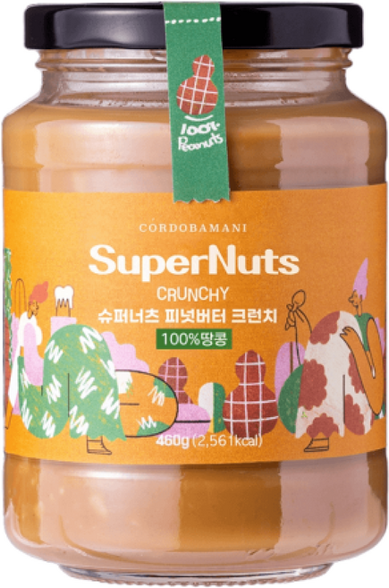 최화정 땅콩버터 슈퍼너츠 땅콩 100% 피넛버터 크런치, 460g, 1개