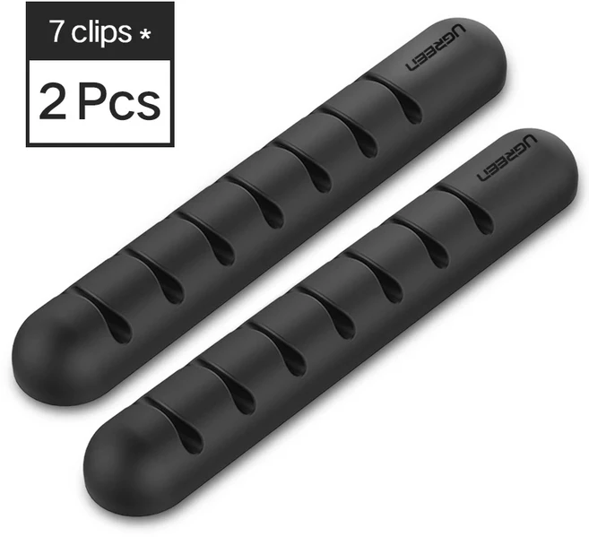 UGREEN 케이블 주최자 실리콘 USB 와인 더 유연한 관리 클립 마우스 헤드폰 이어폰, 01 7 Clip 2 Pieces