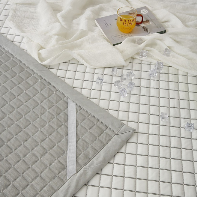 국내생산 유앤아이 큐맥스 아이스 쿨링 침대 밴드형 접촉 냉감패드 SS/Q/K, 본그레이