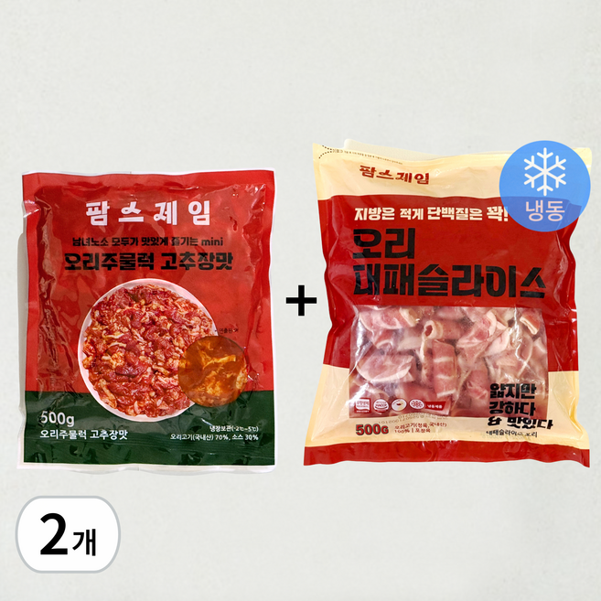 (주7일출고) 팜스제임 무항생제 주물럭 500g + 대패 500g 생오리 오리고기 오리 고기, 2개, 1kg