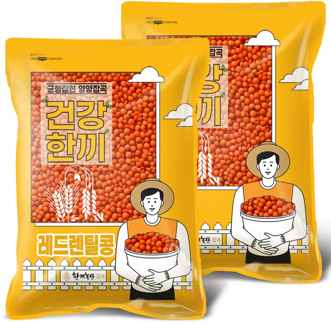 한끼농산 레드렌틸콩 슈퍼푸드, 2kg, 2개