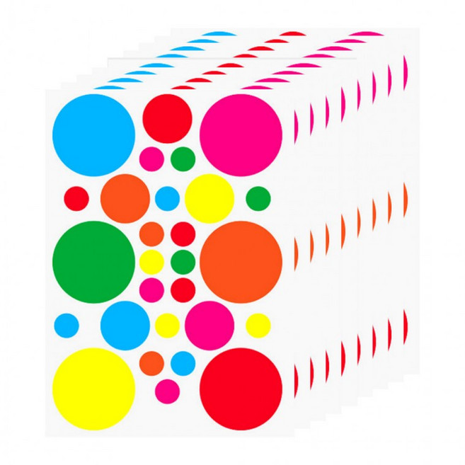 대중소 원형 스티커 280개, 1세트, 혼합(S592) 280개입