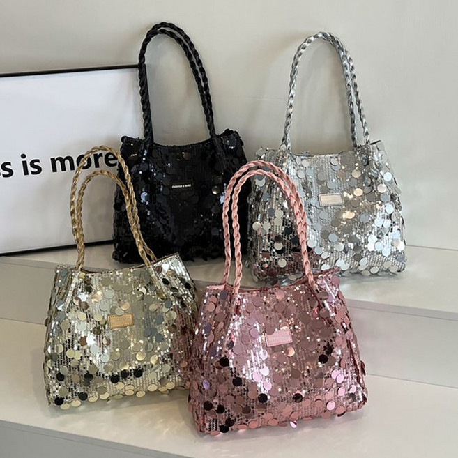 ROYALBELLE 여성 스팽글 크로스백 빅 사이즈 토트백 파티 데일리 핸드백 숄더백 E01022410