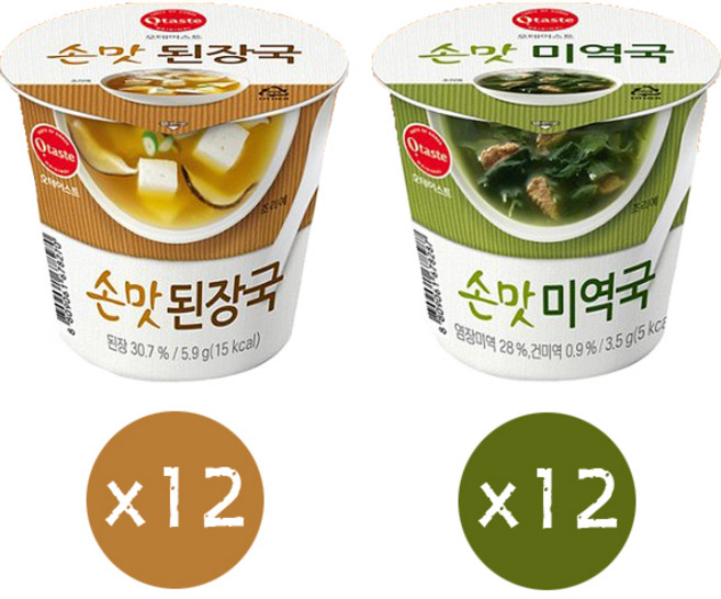 오테이스트 태경농산 컵국 된장국 12개 + 미역국 12개