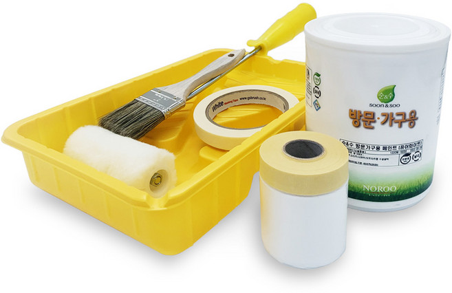 노루표 친환경 우드페인트 냉장고 욕실문페인트 문지방 화장실문페인트 방수페인트 칠하기, 앤티크화이트 부자재패키지, 1L, 1세트