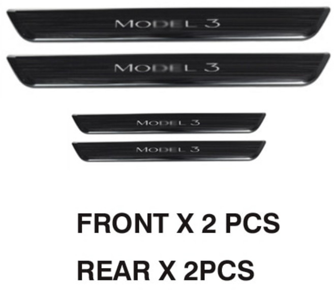 SATONIC-무선 LED 일루미네이트 페달 자동차 도어씰 프로텍터 테슬라 모델 3 y용 도어엣지 프로텍터 테슬, 04 4 Black M3