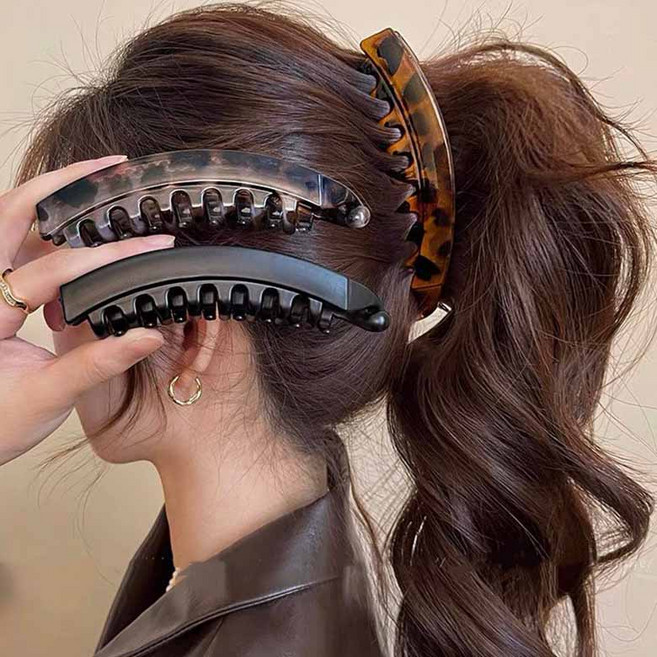 1+1+1 레오파드 올림머리핀 집게핀 고급 헤어핀 헤어집게핀 바나나핀