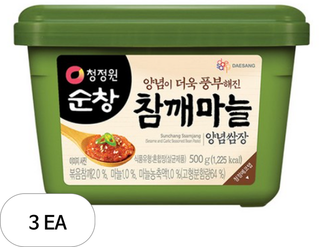 대상 청정원 순창 참깨마늘 양념쌈장, 3개, 500g