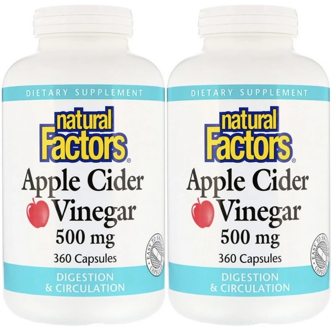 네추럴팩터스 애플 사이다 비니거 500mg 캡슐, 360정, 2개 - 쿠팡