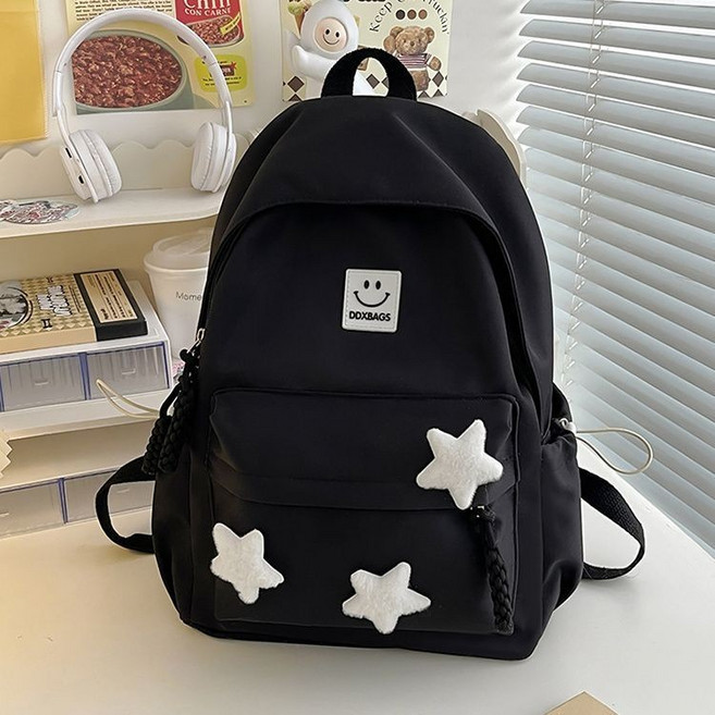 DOXBAGS 大容量學生書包 簡約百搭電腦包, 黑色, 加強版, 三個星星