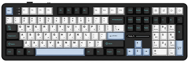 AULA AULA F108 유무선 독거미 한글 기계식 키보드 펀키스 국내 정품 스카이 블랙 LEOBOG 저소음솜사탕축, Vivid Black, 저소음 솜사탕축