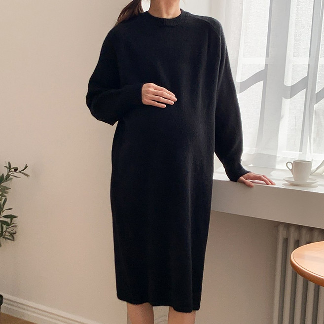 임산부 두꺼운 부들 니트 원피스 겨울 임부복 키작녀 키큰 출근룩 하객룩