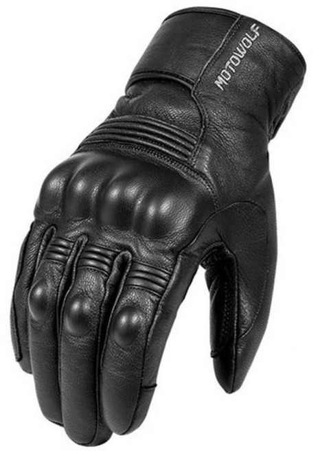 모토울프 오토바이 방한 산양가죽 글러브 양손세트, 블랙