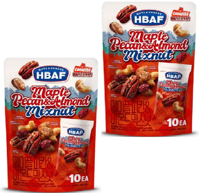 바프 메이플 아몬드 피칸 믹스넛 소포장 (20g*10봉), 20g, 20개