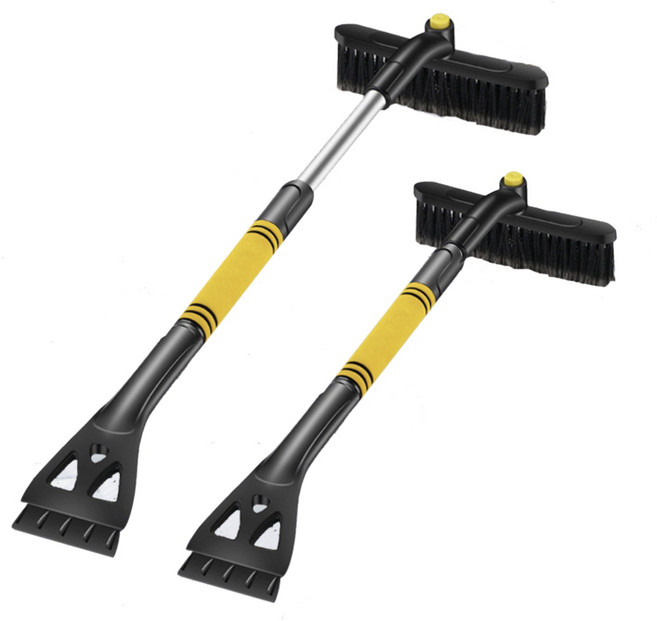 아리코 차량용 2in1 길이조절 제설기 옐로우, 1개