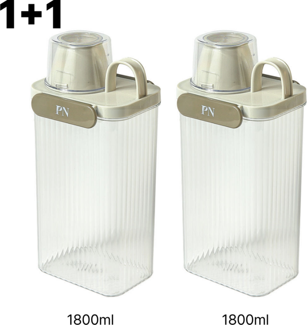 PN풍년 1+ 1 투명 밀폐용기 잡곡통 쌀통, 1세트