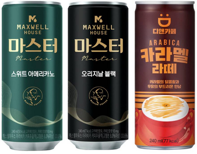 맥스웰 마스터 카페라떼 240mlx30개+맥스웰 오리지날 블랙 240mlx15개+디앤카페 카라멜라떼 240mlx15개, 1개, 240ml