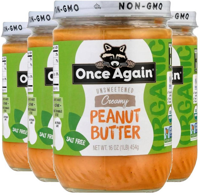 Once Again 무염 무가당 크리미 땅콩 버터, 454g, 4개