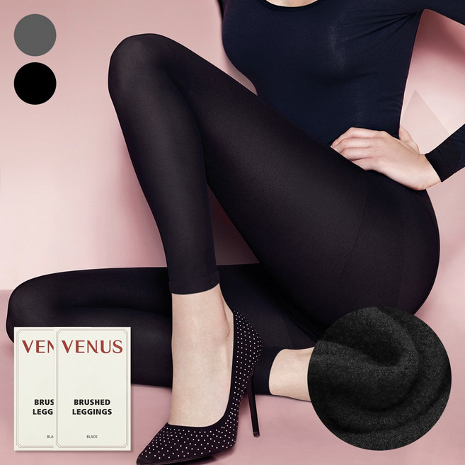 [비너스] 기모 스타킹 무발 9부 2매 보온 겨울