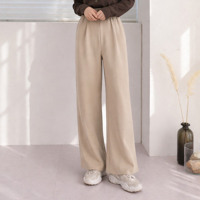 핏 예쁜 이지 핀턱 와이드팬츠 55~100 빅사이즈 여성의류 밴딩 슬랙스