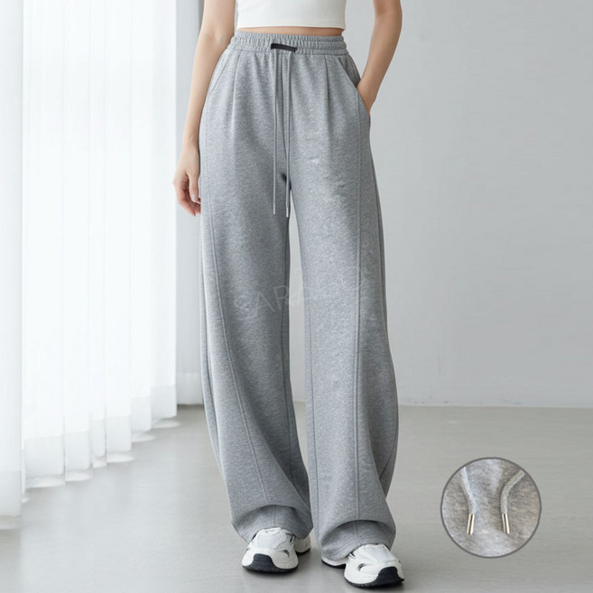 사라고 여성 와이드 트레이닝바지 밴딩 루즈핏 편한 데일리 팬츠