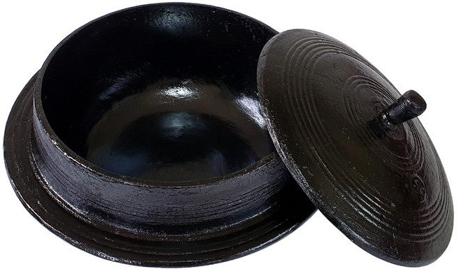 일오삼 무쇠 통주물 가마솥 2인용 16cm 인덕션겸용, 블랙