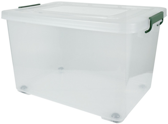 스페이스에디터 투명 베이직 리빙박스 120L, 올리브그린, 1개