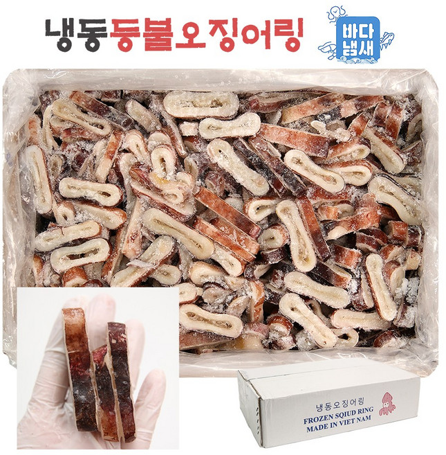 냉동 등불 오징어링(몸통링) 1박스 4kg 무탈피 벌크형 동체 절단 오징어링 튀김용 업소용, 1