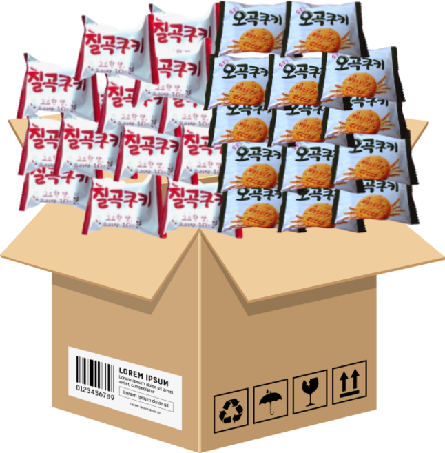 크라운 옹실한 칠곡쿠키 24g 9개 옹골진 오곡쿠키 24g 12개 (총21개입) 개별포장, 2개, 504g