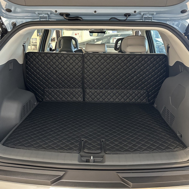 아이빌 EV3 자동차 트렁크매트 + 2열등받이 퀼팅가죽 차박매트, 아래쪽거치, 토프
