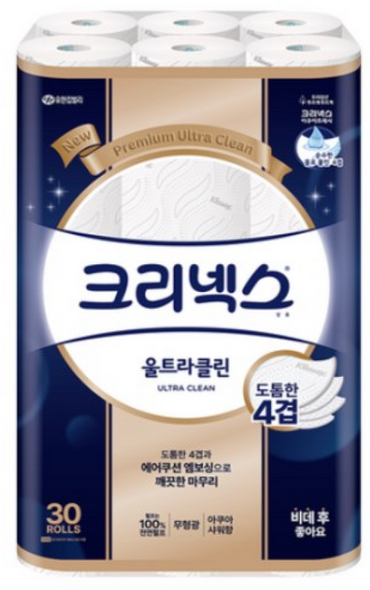 크리넥스 울트라클린 도톰한 4겹 (), 25m, 30롤, 1개