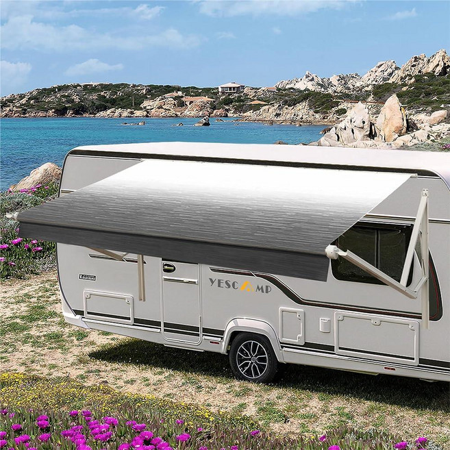 YESCAMP RV 차양 원단 교체품 튼튼한 내후성 4겹 524.5g(18.5온스) 비닐 캠퍼 차양 원단 - 캠핑카 트레일러 및 모터홈용 범용 야외 캐노피, YESCAMP RV 차양 원단 교체품 튼튼한 내후성 4
