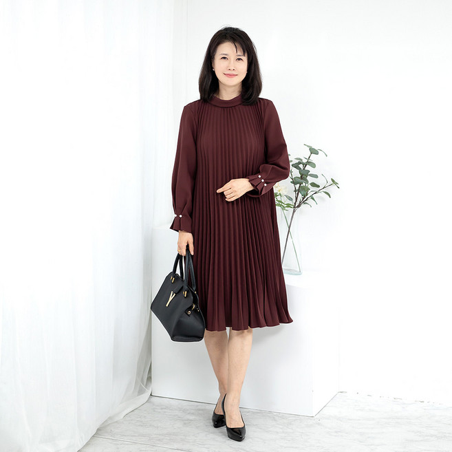 엄마옷 터틀 플리츠 정장원피스 5CVB15510마담 미시 중년여성 빅사이즈 50대 60대 70대 할머니옷