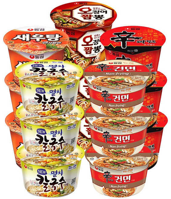 농심 대컵모음 5종 15개 신라면 신건면 멸치칼국수 새우탕 오짬