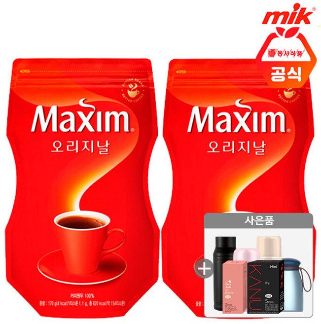 맥심 오리지날 리필 170g x 2개+사은품랜덤(id당1개), 1개입