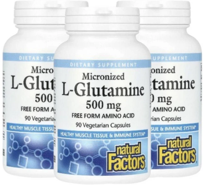 내추럴팩터스 Natural Factors 미분화 L 엘 글루타민 500mg 90베지캡슐 3개 Glutamine 글루탐산 아미노산, 90정 - 쿠팡