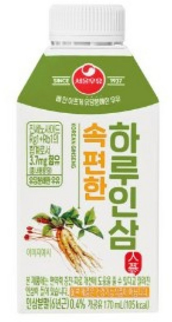 서울우유 속편한 하루인삼, 170ml, 8개