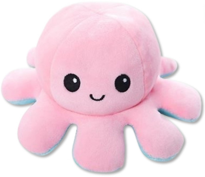 리브하우 반전 양면 문어인형, 1개, 블루+핑크, 20cm