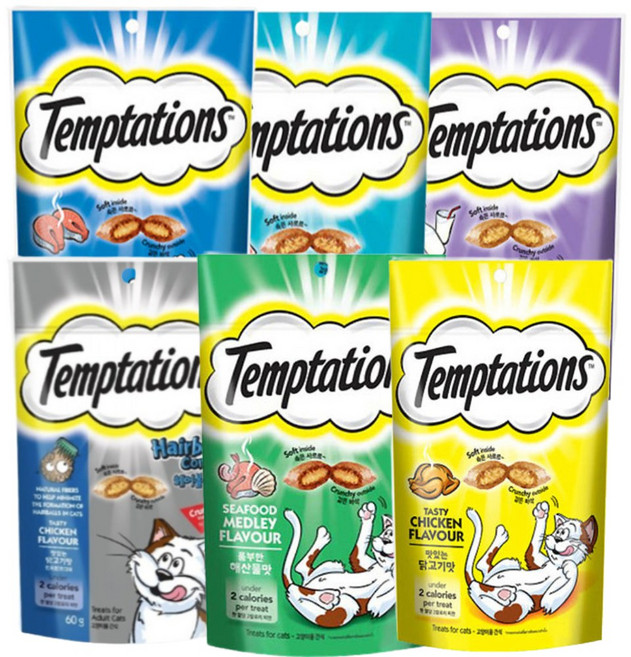 템테이션 고양이 보양식 길냥이 길고양이 고양이 스낵 간식 닭고기/참치/연어/해산물/우유/헤어볼(60g) 6종 75g 사은품증정, 1개