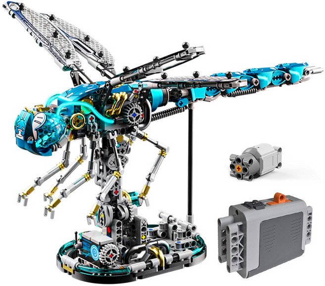 라푸유 잠자리 MOC블록 움직이는 피규어 프라모델 매 곤충류 집중력 어른장난감 주말생활 블록선물 MOC블럭, 오리지널No.13086+배터리케이스1개+모터1개, 1개