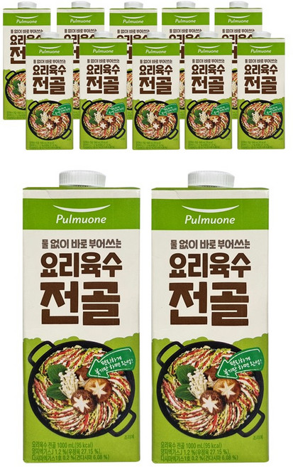풀무원 요리육수 전골 국물요리 간편육수, 1L, 12개