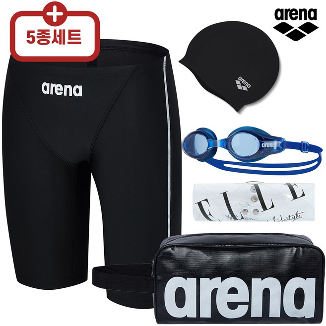 아레나 남자 실내수영복 5종 4종 세트 4부 사각 A5FM1PM12 수경 수모 가방 수경케이스
