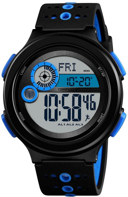 Skmei 1375 남자 아날로그 디지털 시계 패션 캐주얼 보수계 스포츠 손목 시계 나침반 3 알람 시간 디스플레이 3Atm 방수 실리콘 스트랩 백라이트 다기능 시계 Relogio