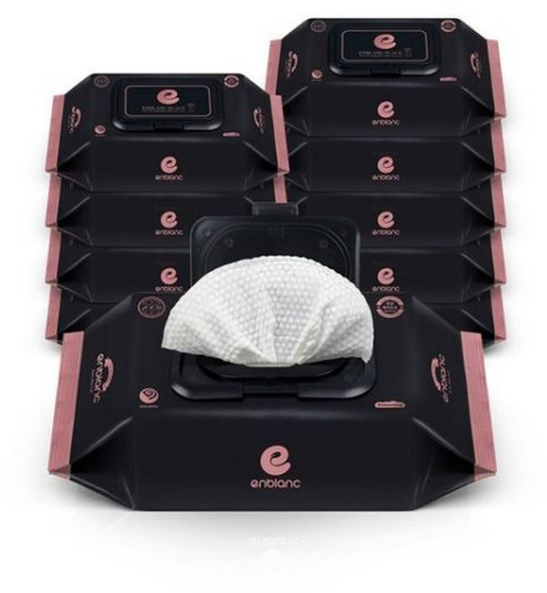 78평량 생분해 앙블랑 아기물티슈 세이프 블랙 캡형 70매X10팩 N-BC10, 78g, 70매, 10개